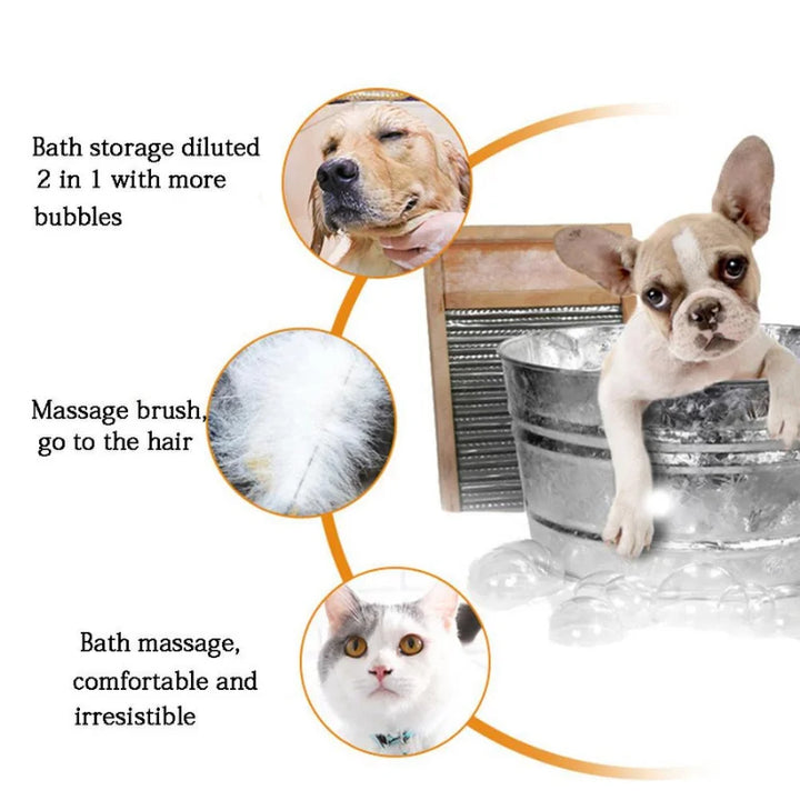 Pet Shampoo Brush Massage Comb 2-in-1 For Hair  Cleaning