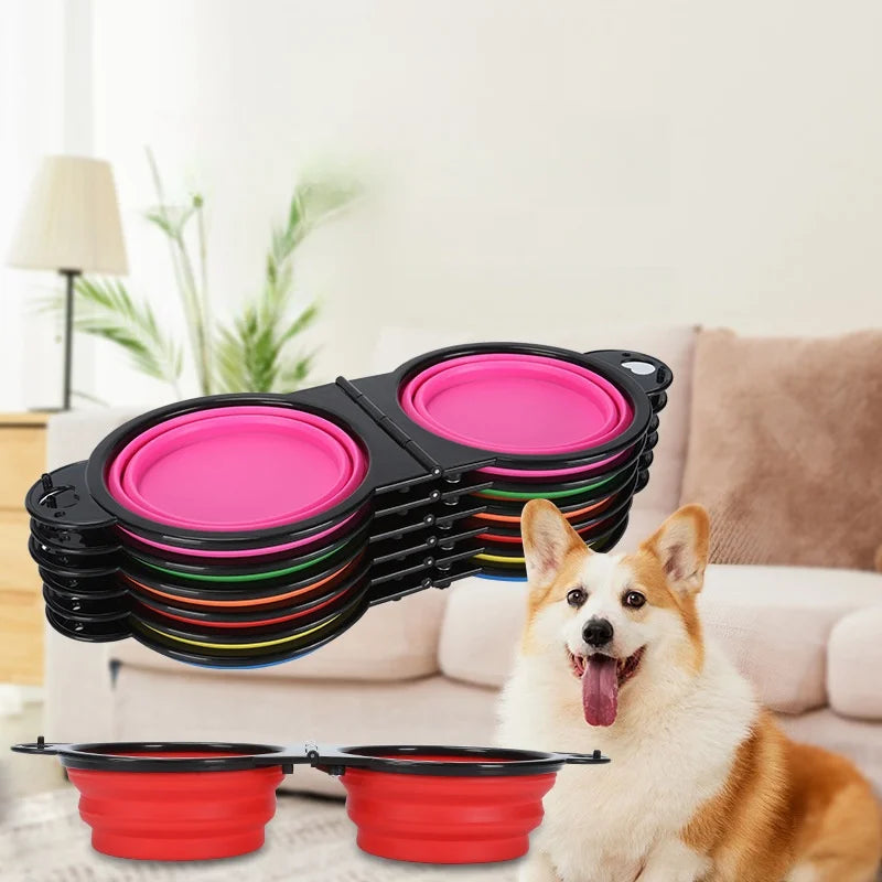 Foldable Double Pet Bowl