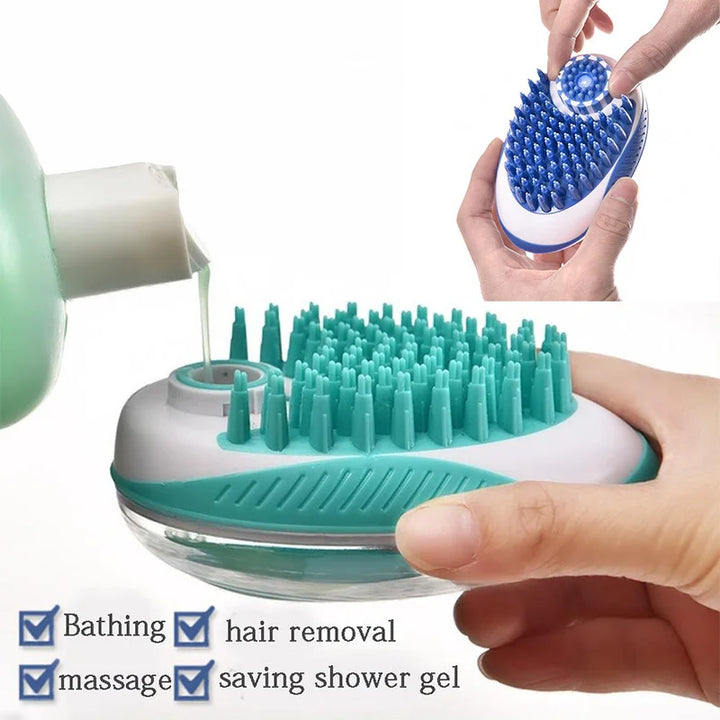 Pet Shampoo Brush Massage Comb 2-in-1 For Hair  Cleaning