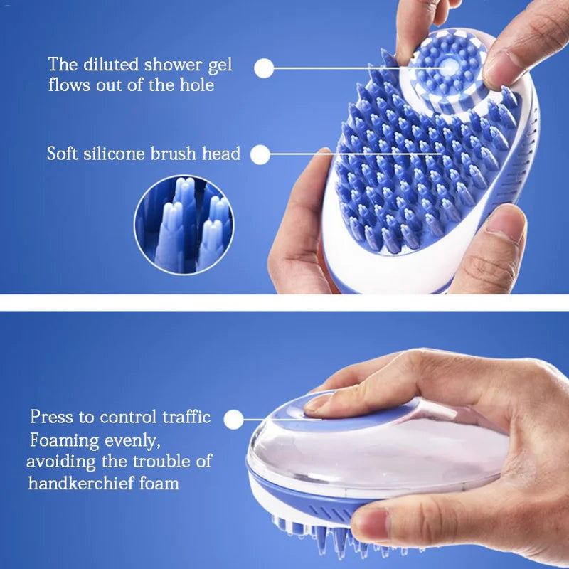 Pet Shampoo Brush Massage Comb 2-in-1 For Hair  Cleaning