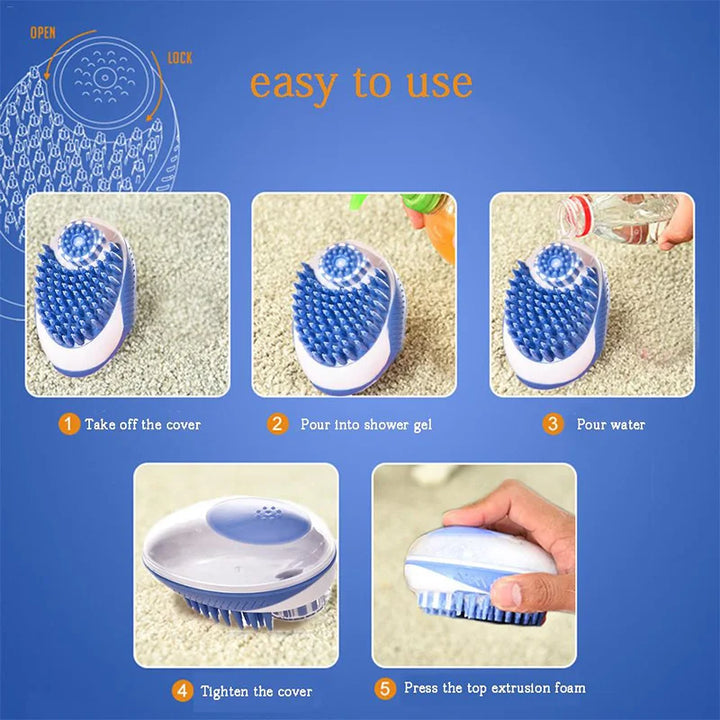 Pet Shampoo Brush Massage Comb 2-in-1 For Hair  Cleaning