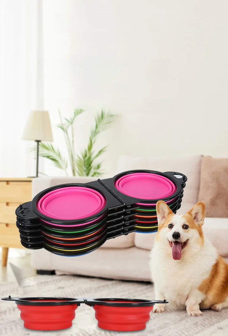Foldable Double Pet Bowl