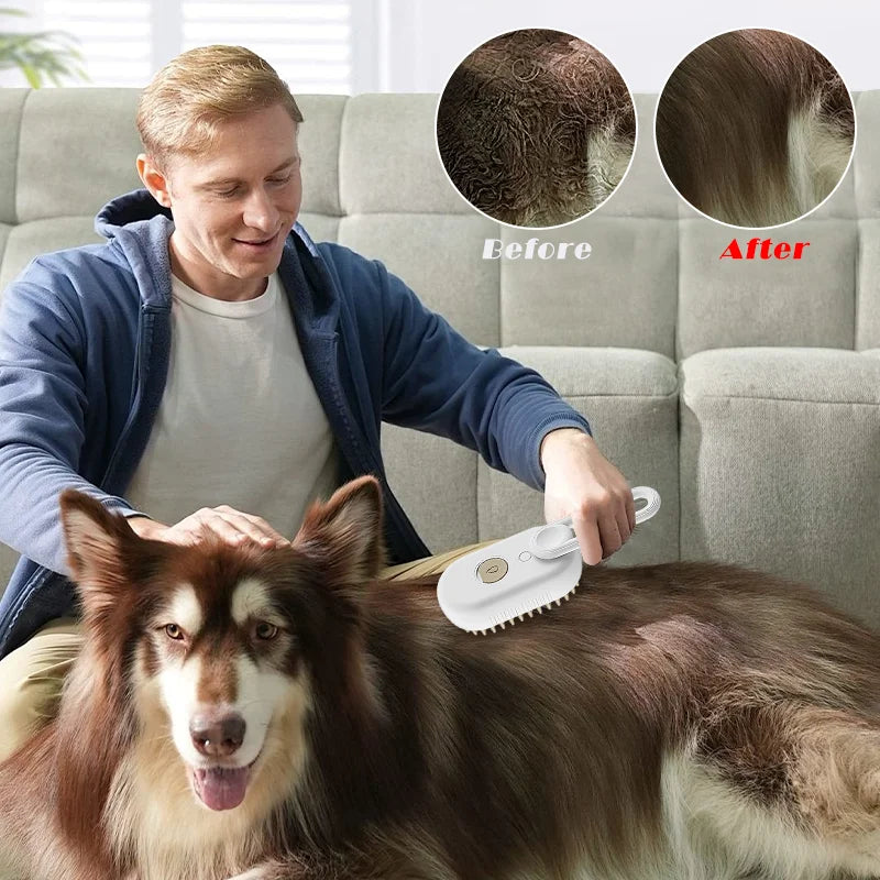 Pet Steam Brush Removes Floating Hair