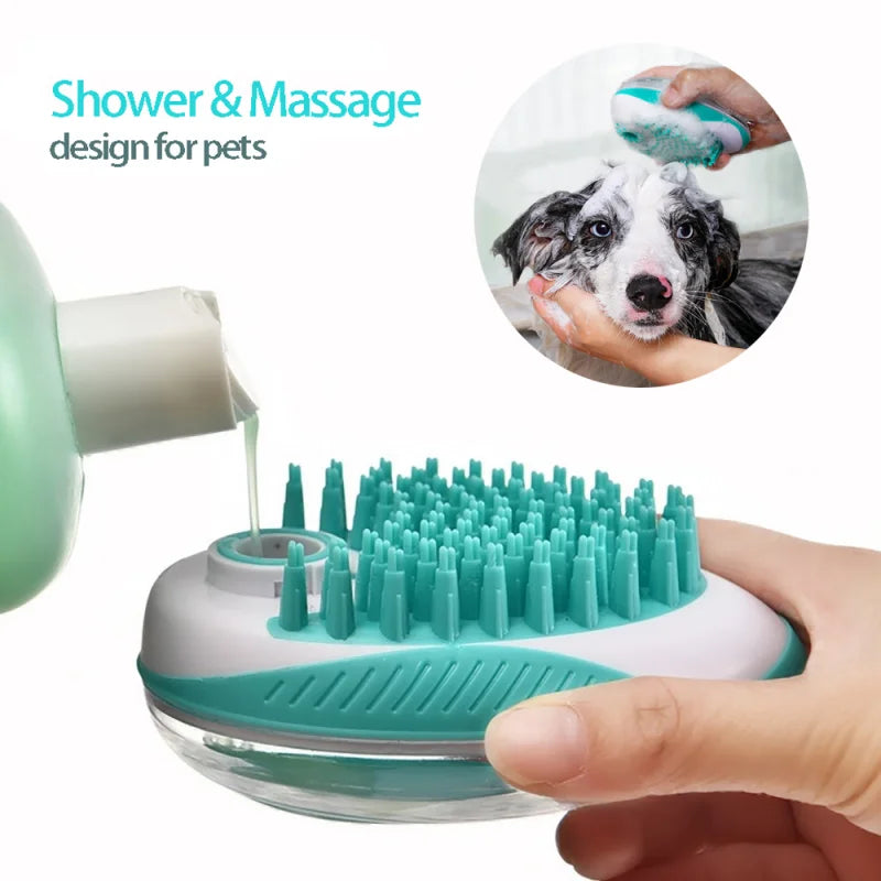 Pet Shampoo Brush Massage Comb 2-in-1 For Hair  Cleaning