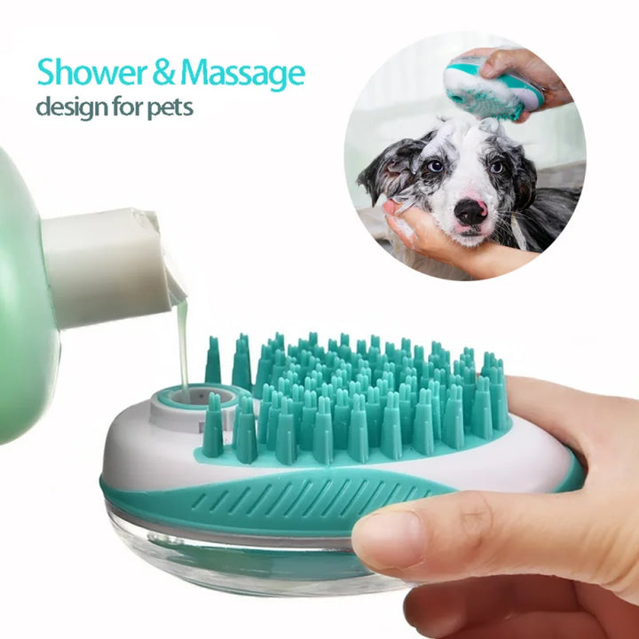 Pet Shampoo Brush Massage Comb 2-in-1 For Hair  Cleaning