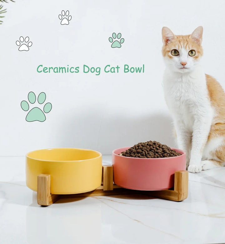 Pet  Ceramics Double Food Water Bowls