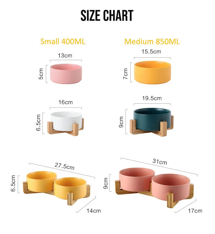 Pet  Ceramics Double Food Water Bowls
